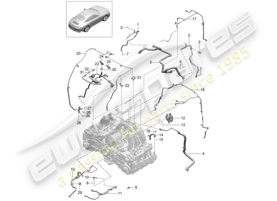 Porsche 991 Gen. 2 (2020) crankcase breather Part Diagram