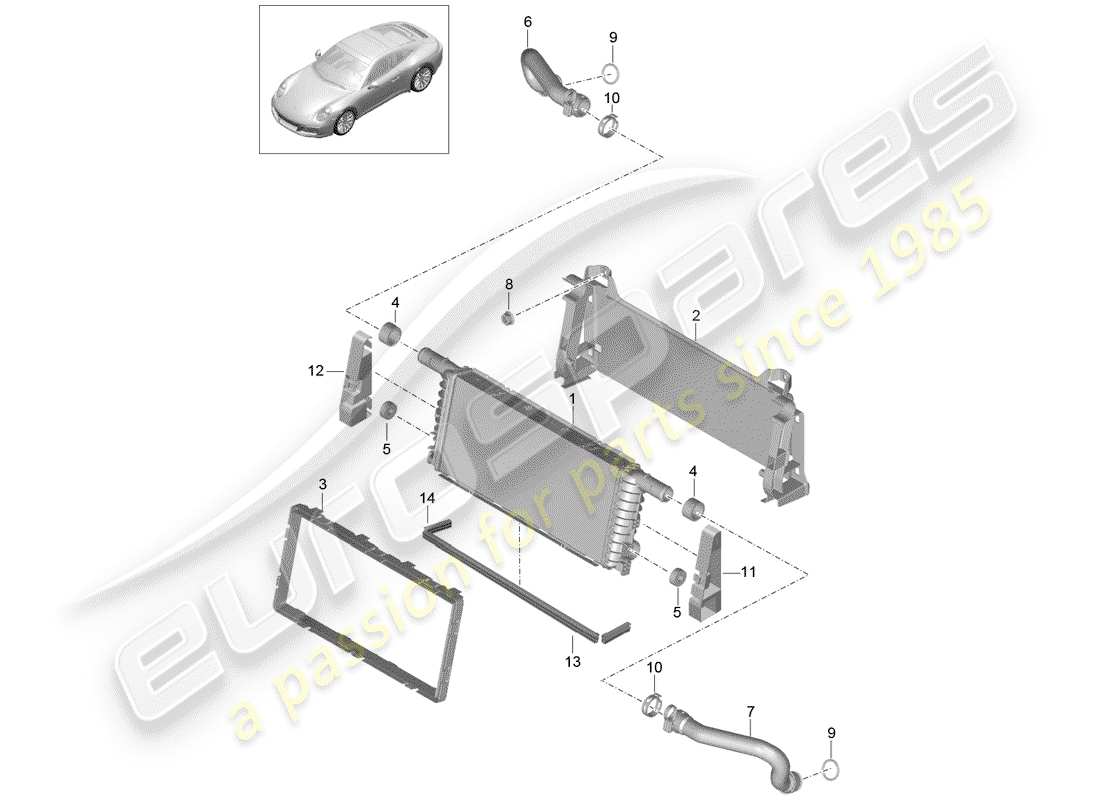 Porsche 991 Gen. 2 (2020) RADIATOR Part Diagram