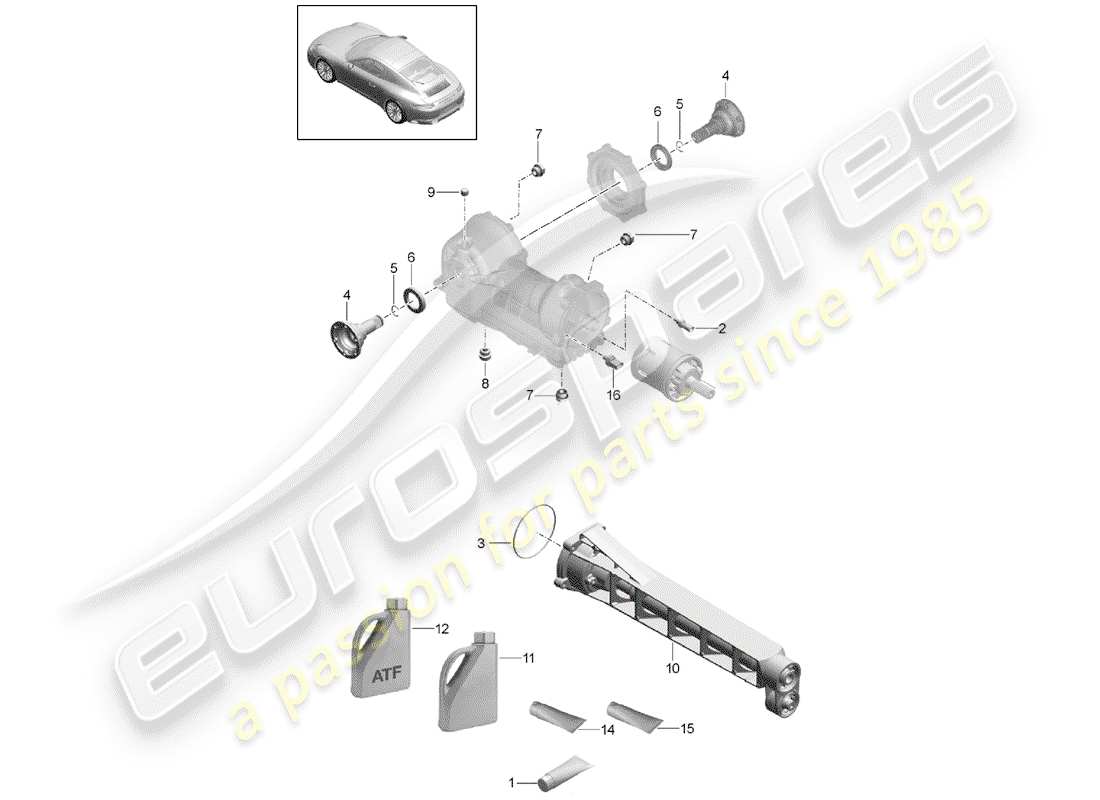 Porsche 991 Gen. 2 (2020) front axle differential Part Diagram