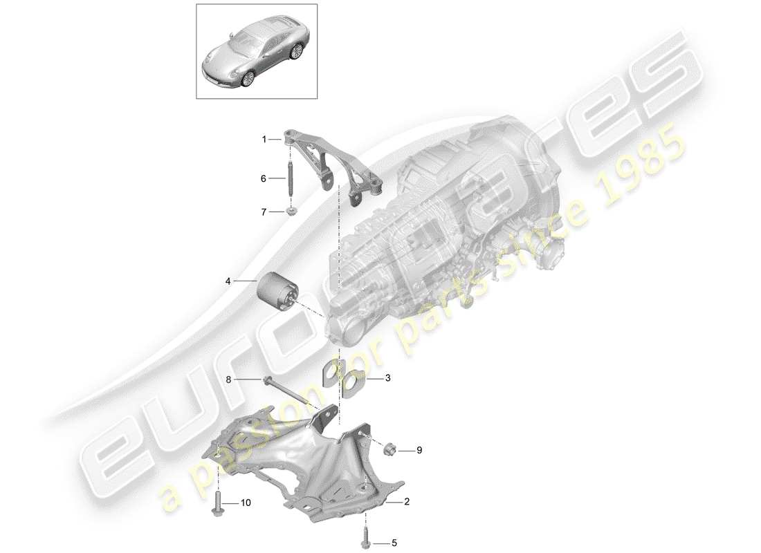 Porsche 991 Gen. 2 (2020) sub frame Part Diagram