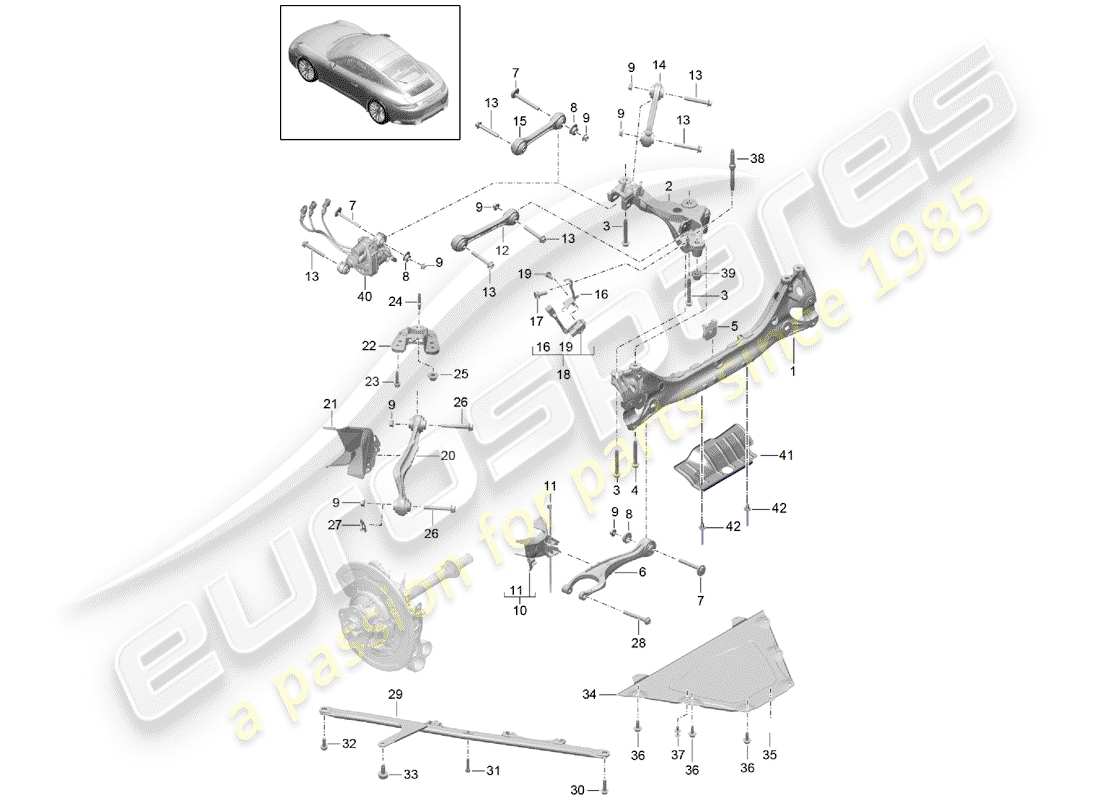 Porsche 991 Gen. 2 (2020) rear axle Part Diagram