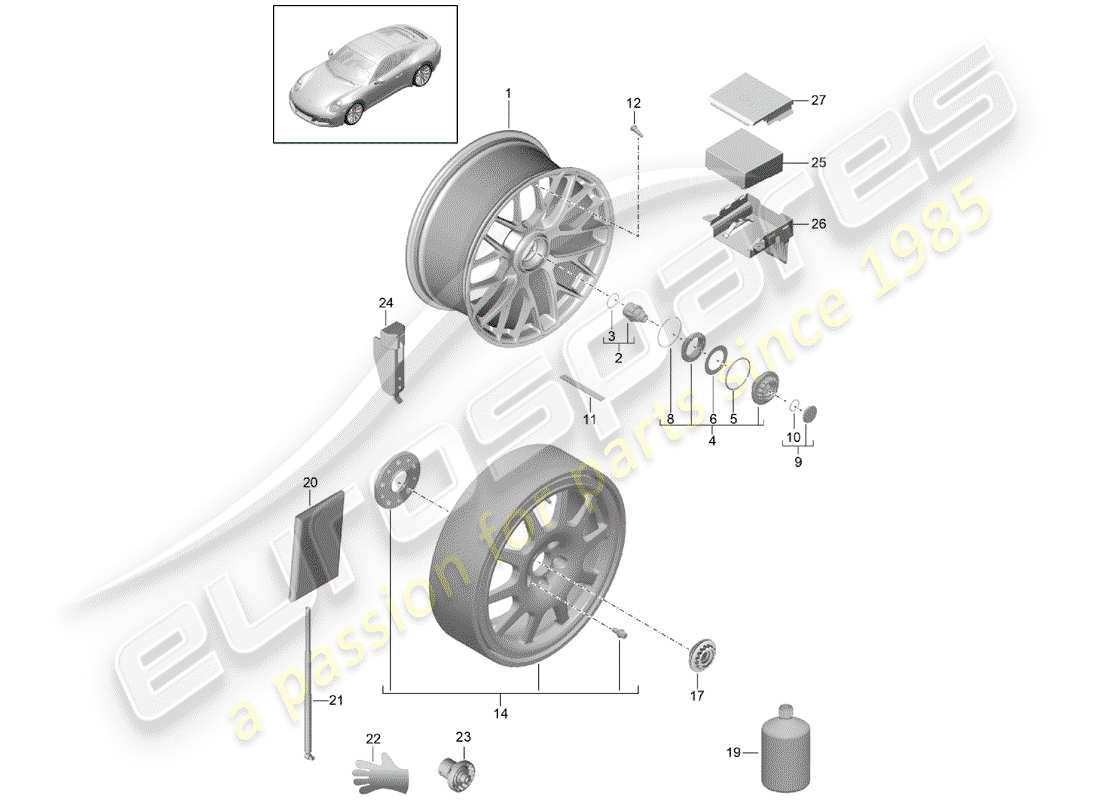 Porsche 991 Gen. 2 (2020) ALLOY WHEEL Part Diagram