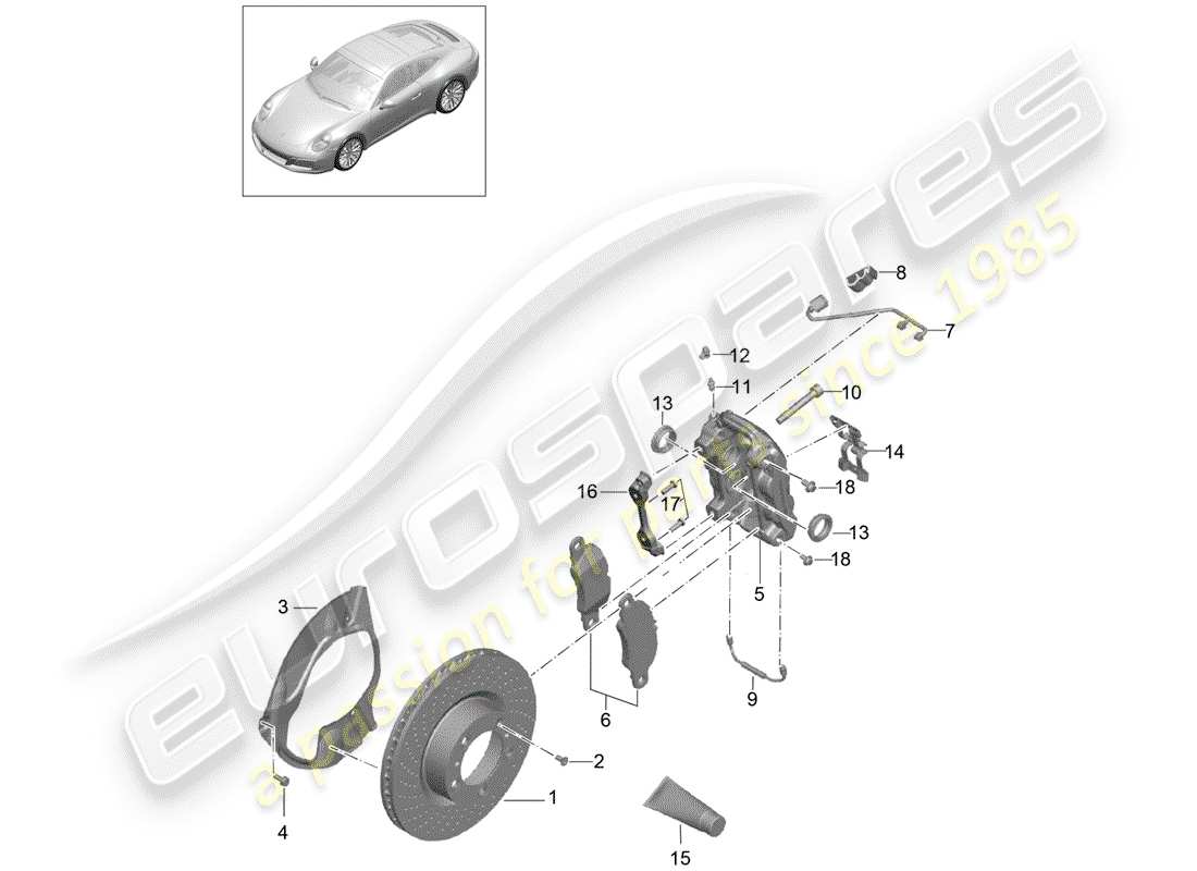 Porsche 991 Gen. 2 (2020) disc brakes Part Diagram