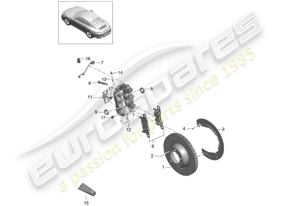 Porsche 991 Gen. 2 (2020) disc brakes Part Diagram