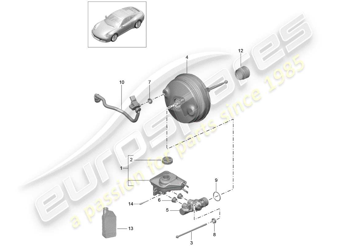 Porsche 991 Gen. 2 (2020) brake master cylinder Part Diagram