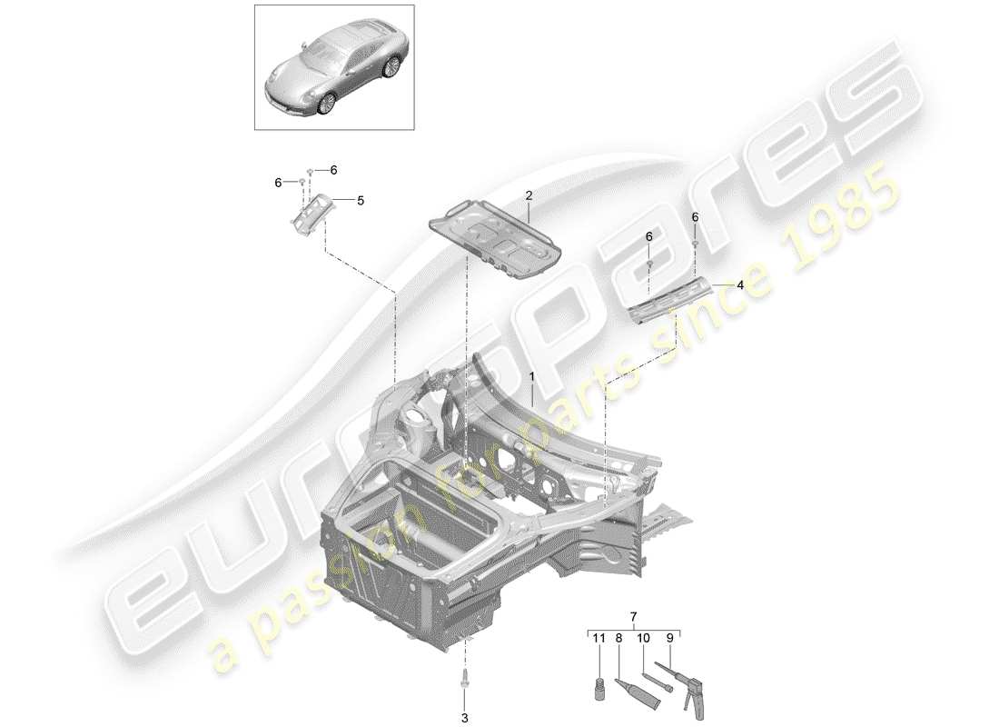 Porsche 991 Gen. 2 (2020) front end Part Diagram