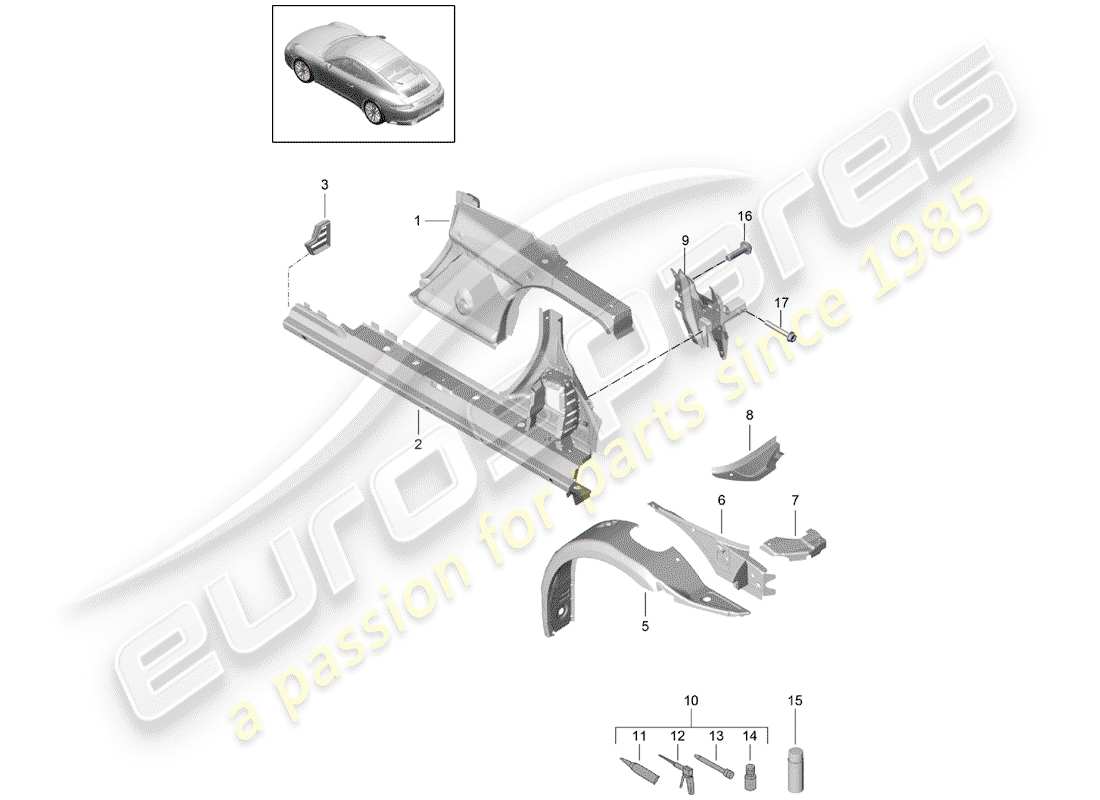 Porsche 991 Gen. 2 (2020) SIDE PANEL Part Diagram