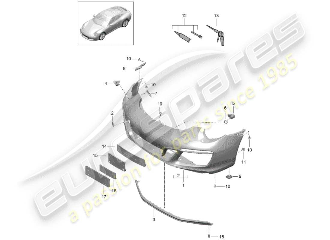 Porsche 991 Gen. 2 (2020) BUMPER Part Diagram