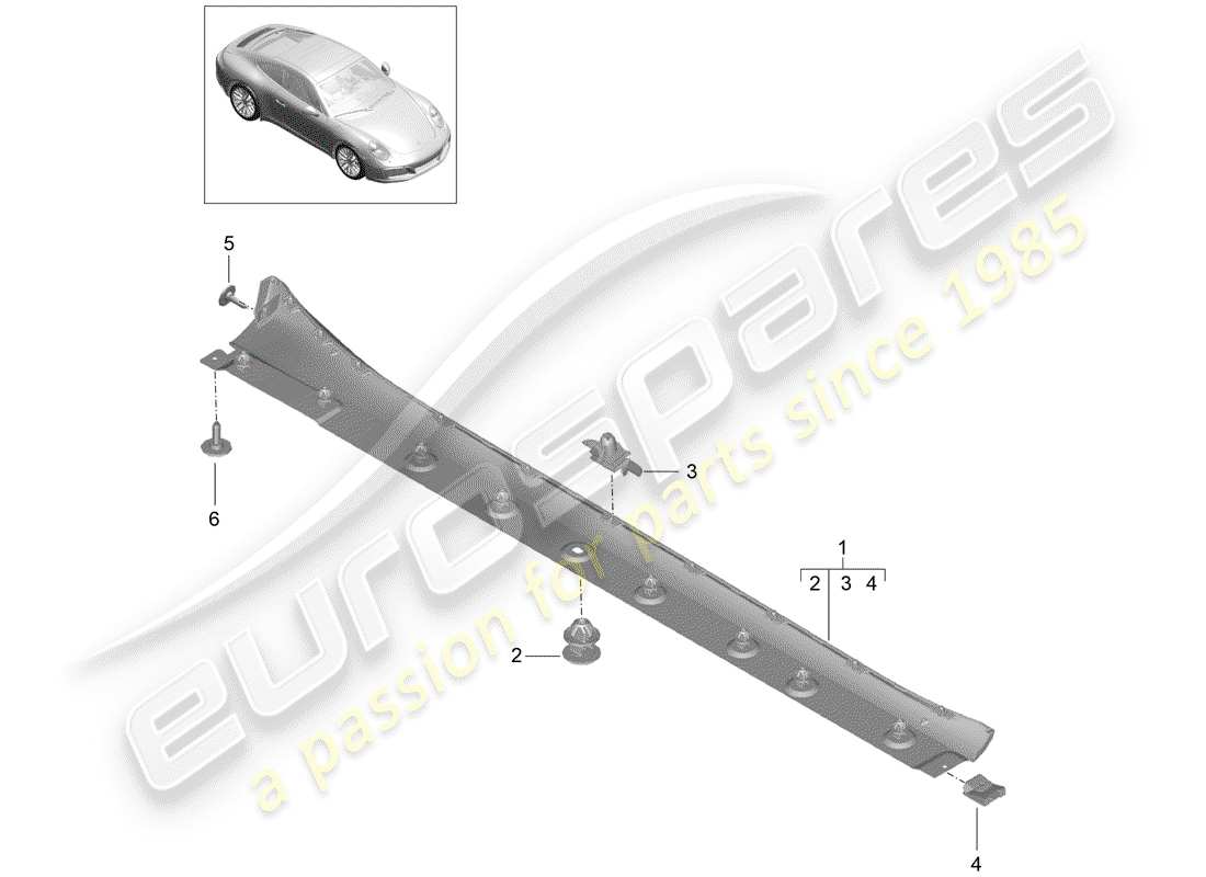 Porsche 991 Gen. 2 (2020) SIDE MEMBER TRIM Part Diagram