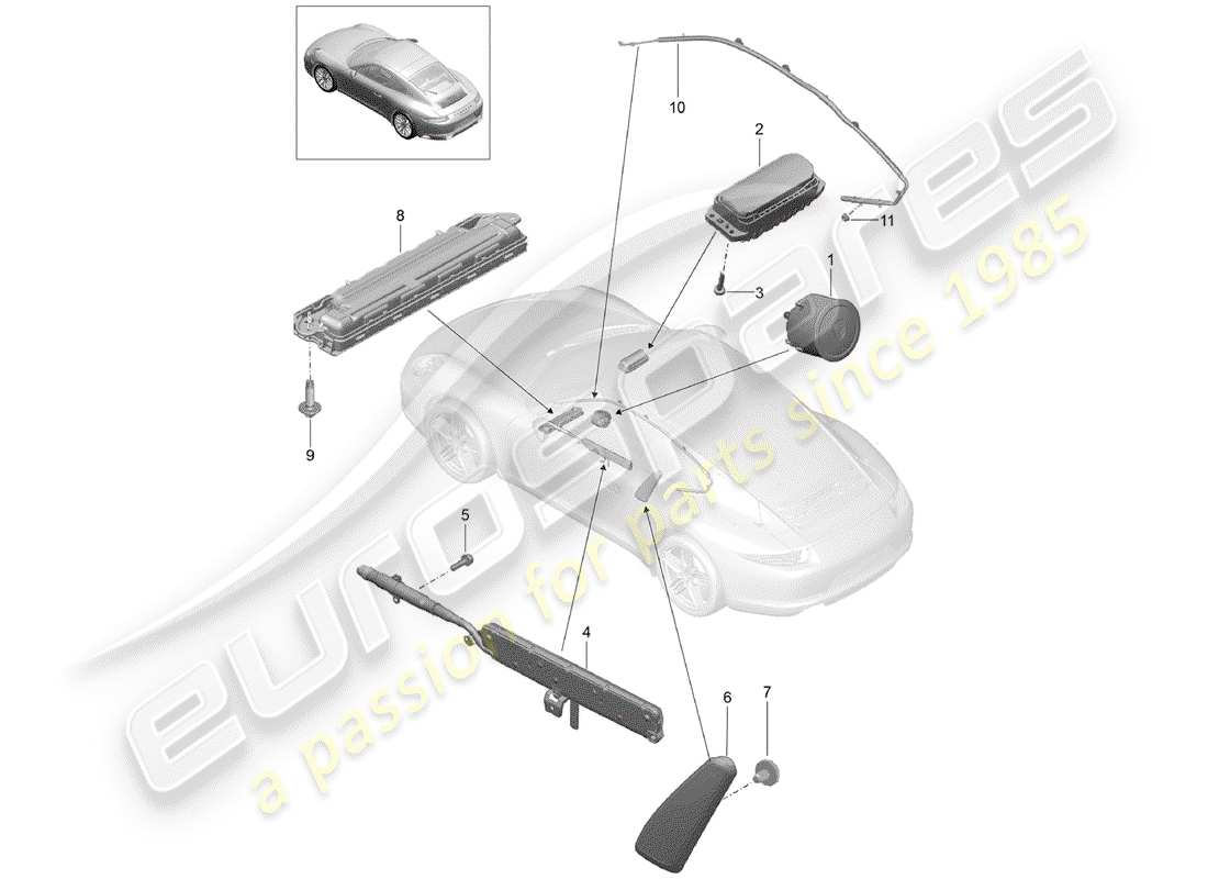 Porsche 991 Gen. 2 (2020) AIRBAG Part Diagram