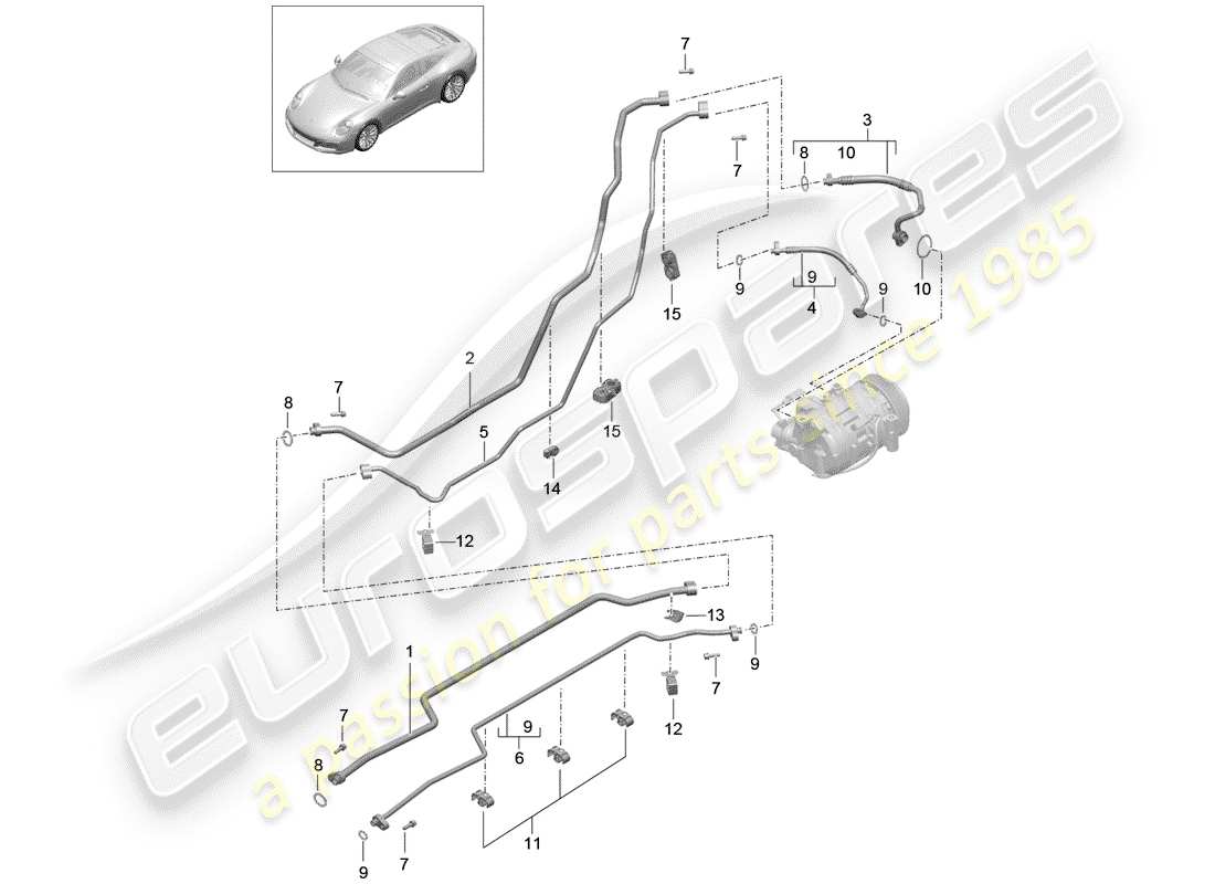 Porsche 991 Gen. 2 (2020) REFRIGERANT LINE Part Diagram