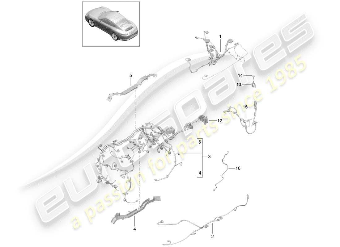 Porsche 991 Gen. 2 (2020) wiring harnesses Part Diagram