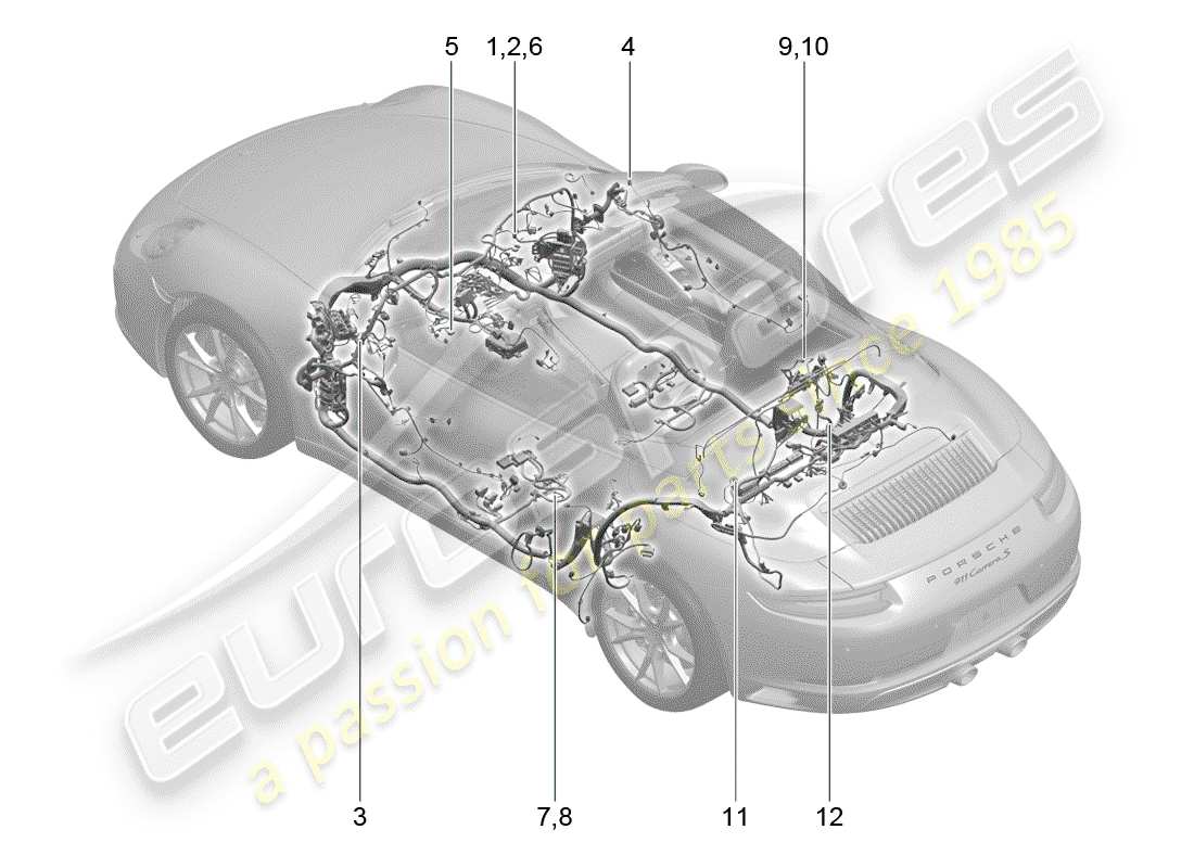 Porsche 991 Gen. 2 (2020) wiring harnesses Part Diagram