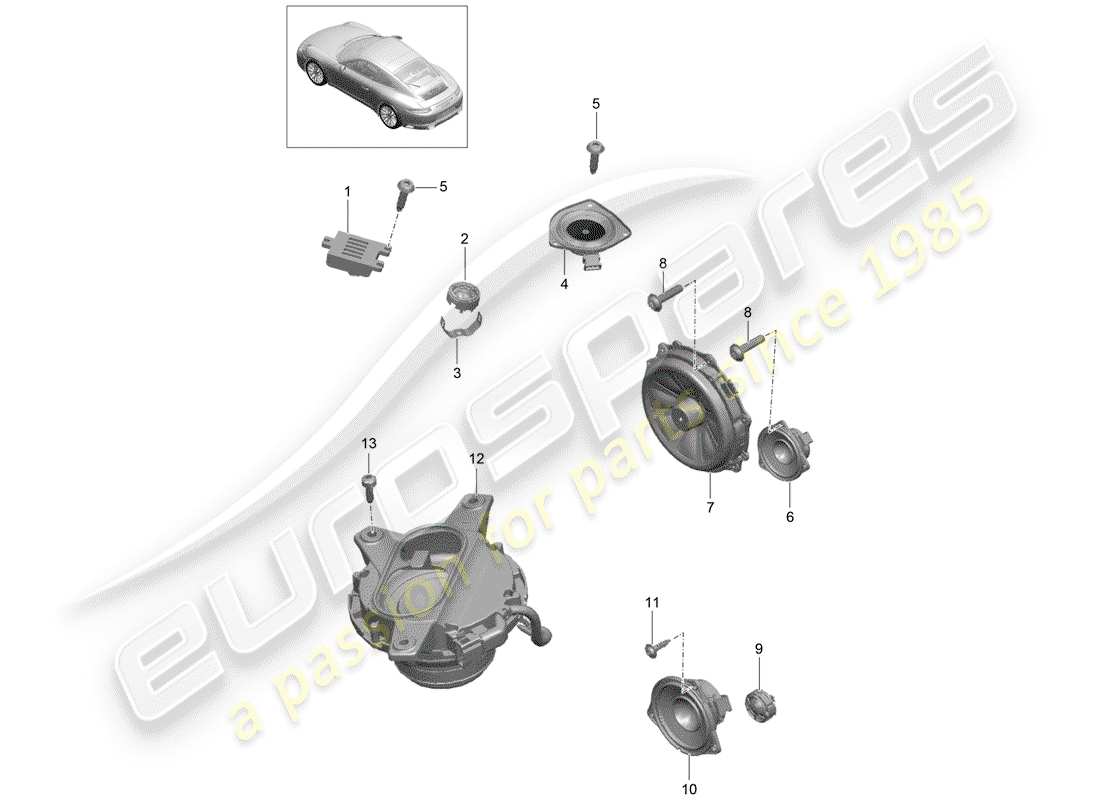 Porsche 991 Gen. 2 (2020) loudspeaker Part Diagram