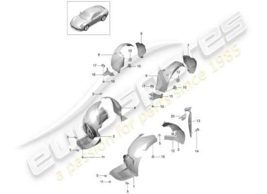 a part diagram from the Porsche 991 Gen. 2 parts catalogue