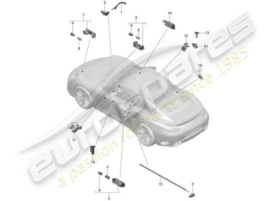 a part diagram from the Porsche 991 Turbo parts catalogue