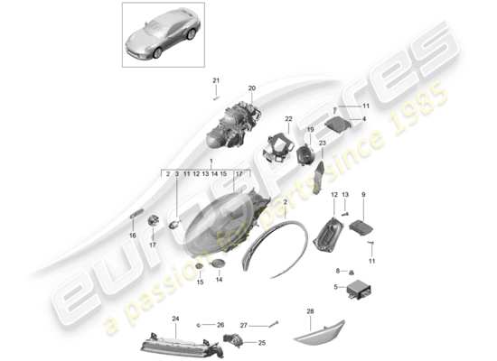 a part diagram from the Porsche 991 Turbo parts catalogue