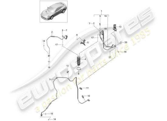 a part diagram from the Porsche 991 Turbo parts catalogue