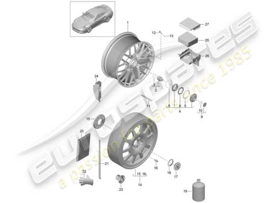 a part diagram from the Porsche 991 Turbo parts catalogue