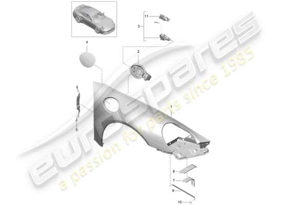 a part diagram from the Porsche 991 Turbo (2017) parts catalogue