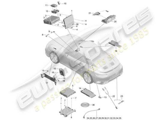 a part diagram from the Porsche 991 Turbo parts catalogue