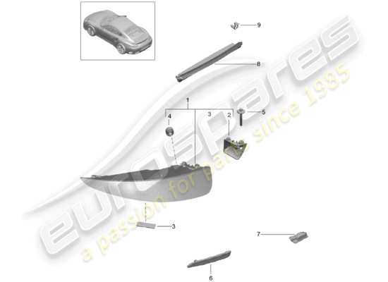 a part diagram from the Porsche 991 Turbo parts catalogue