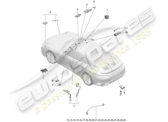 a part diagram from the Porsche 991 Turbo (2019) parts catalogue