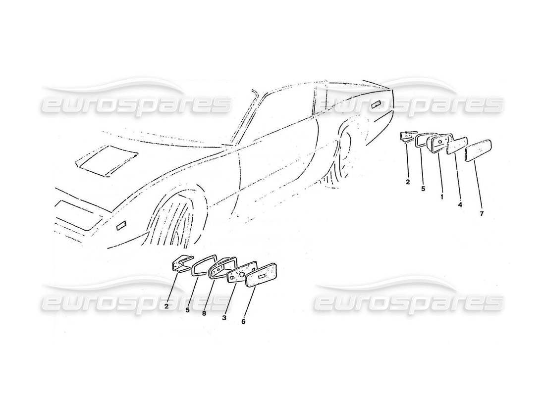 Ferrari 365 GTC4 (Coachwork) Side - Markers For USA-CANADA-GIAPPONE Parts Diagram