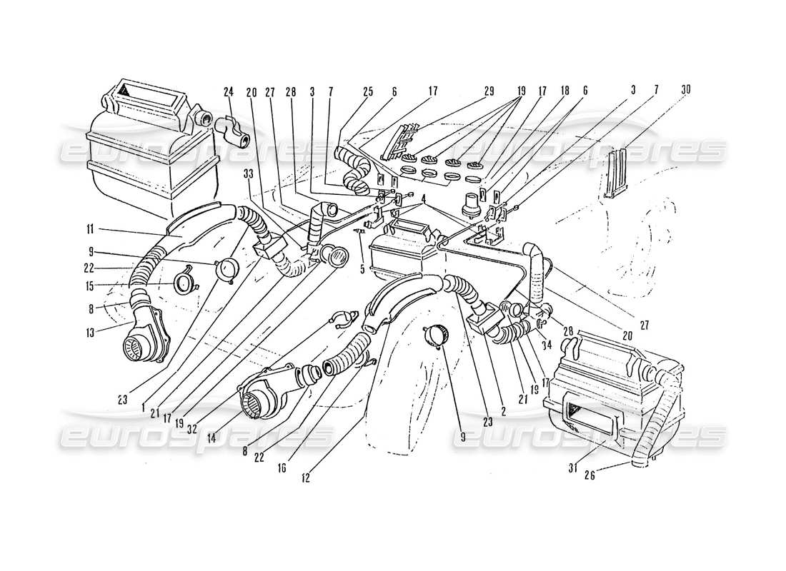 Ferrari 365 GTC4 (Coachwork) Heaters & Blowers Parts Diagram