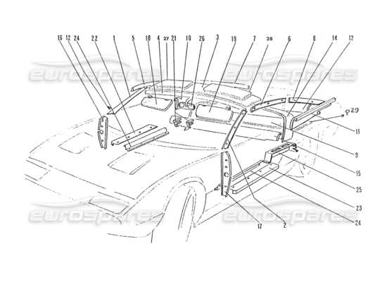 a part diagram from the Ferrari 365 GTC4 (Coachwork) parts catalogue