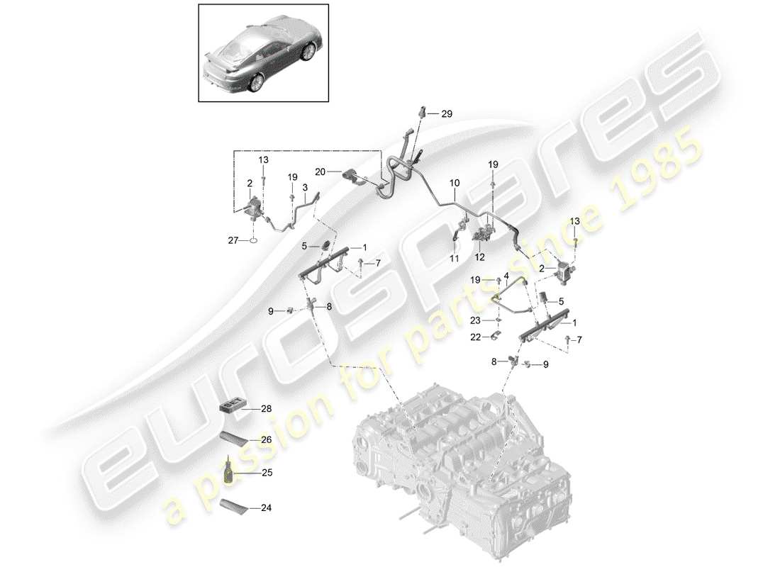 Porsche 991R/GT3/RS (2014) FUEL COLLECTION PIPE Parts Diagram
