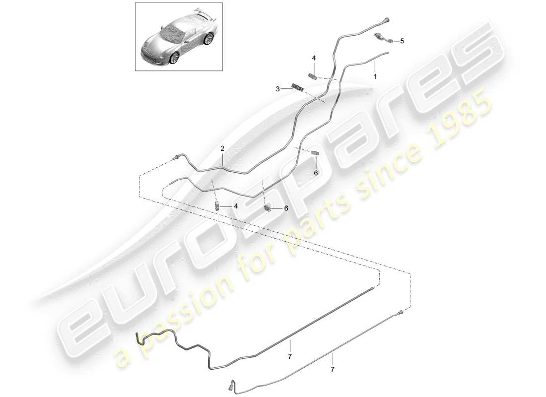 Porsche 991R/GT3/RS (2014) FUEL LINE Parts Diagram