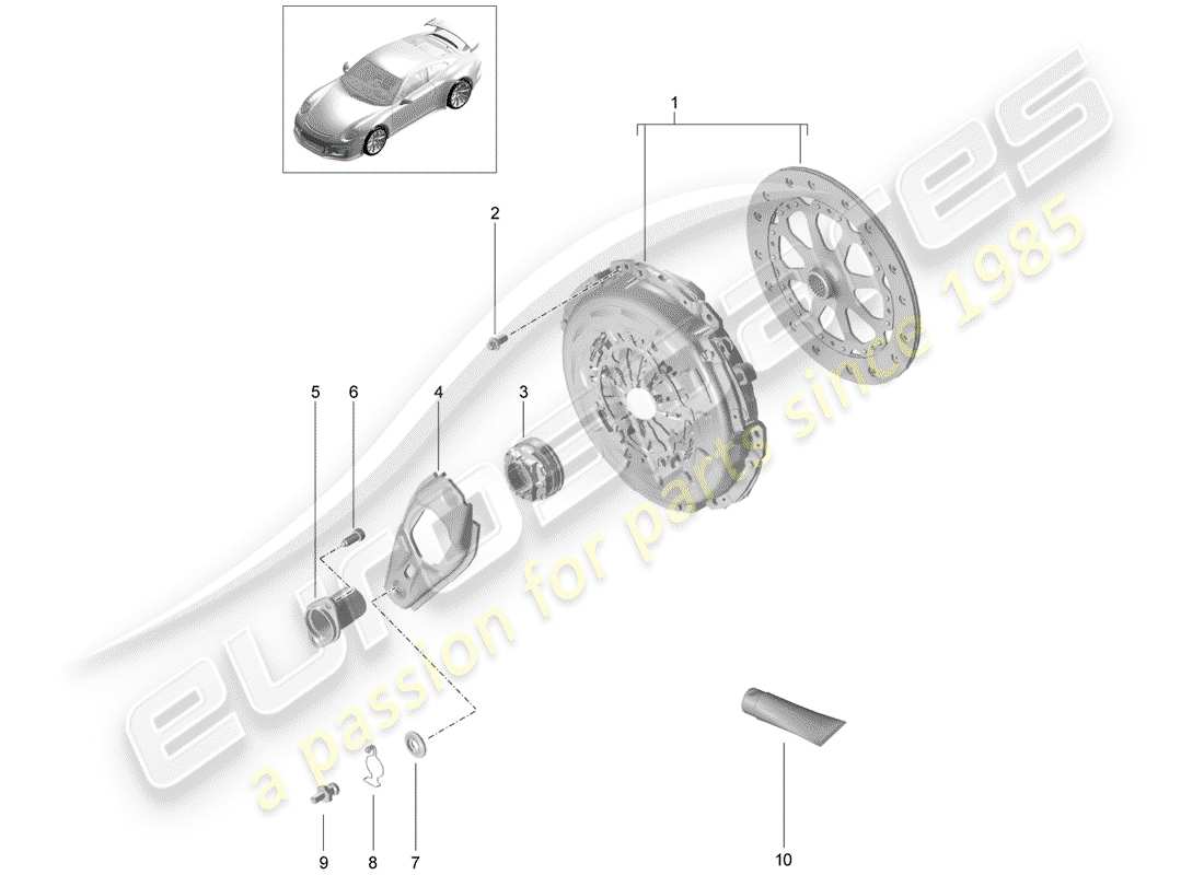 Porsche 991R/GT3/RS (2014) clutch Parts Diagram