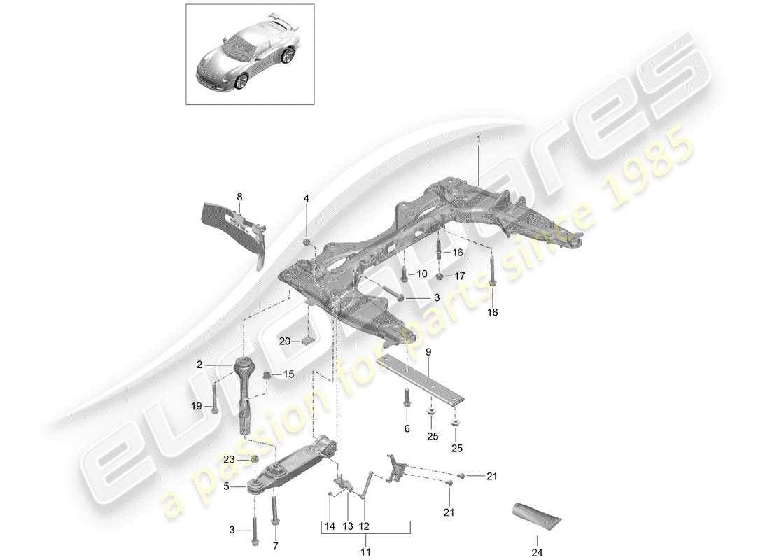 Porsche 991R/GT3/RS (2014) CROSS MEMBER Parts Diagram