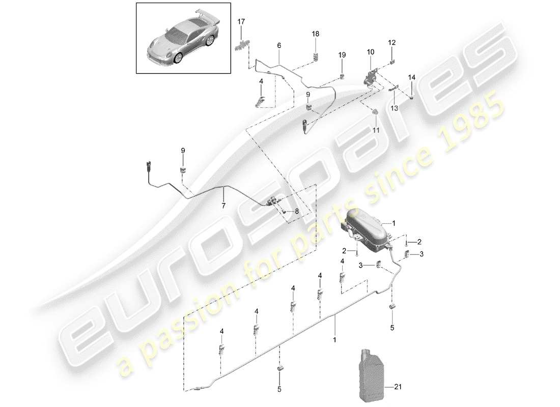 Porsche 991R/GT3/RS (2014) ADAPTIVE SUSPENSION Parts Diagram