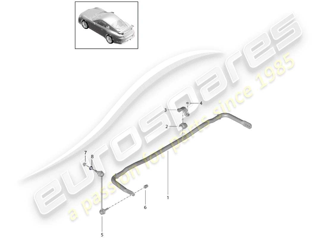 Porsche 991R/GT3/RS (2014) stabilizer Parts Diagram