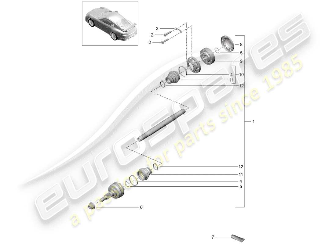 Porsche 991R/GT3/RS (2014) DRIVE SHAFT Parts Diagram