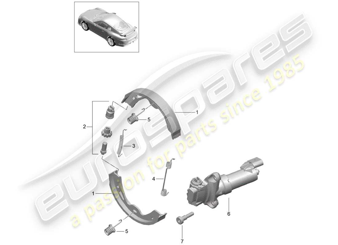 Porsche 991R/GT3/RS (2014) PARKING BRAKE Parts Diagram