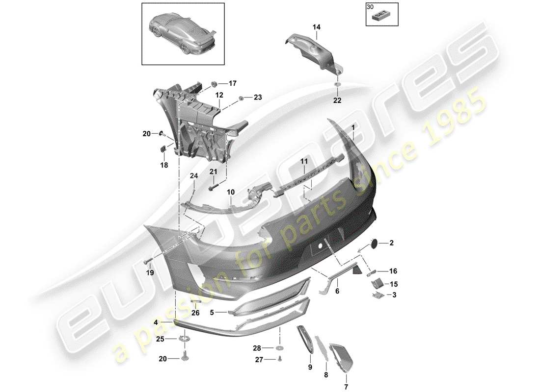 Porsche 991R/GT3/RS (2014) BUMPER Parts Diagram