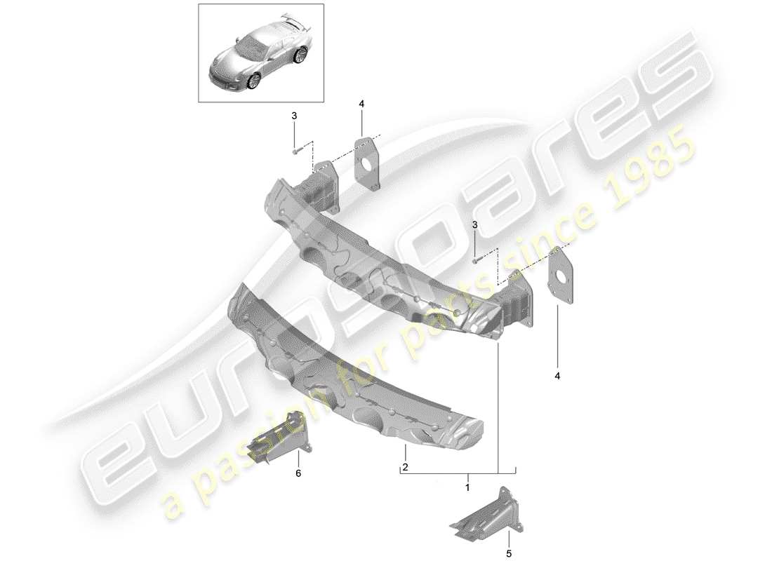 Porsche 991R/GT3/RS (2014) BUMPER BRACKET Parts Diagram