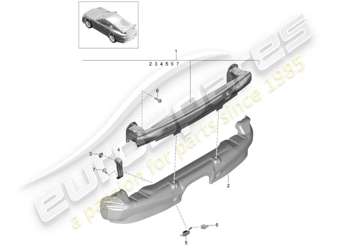 Porsche 991R/GT3/RS (2014) BUMPER BRACKET Parts Diagram