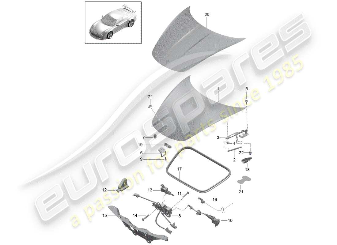 Porsche 991R/GT3/RS (2014) COVER Parts Diagram