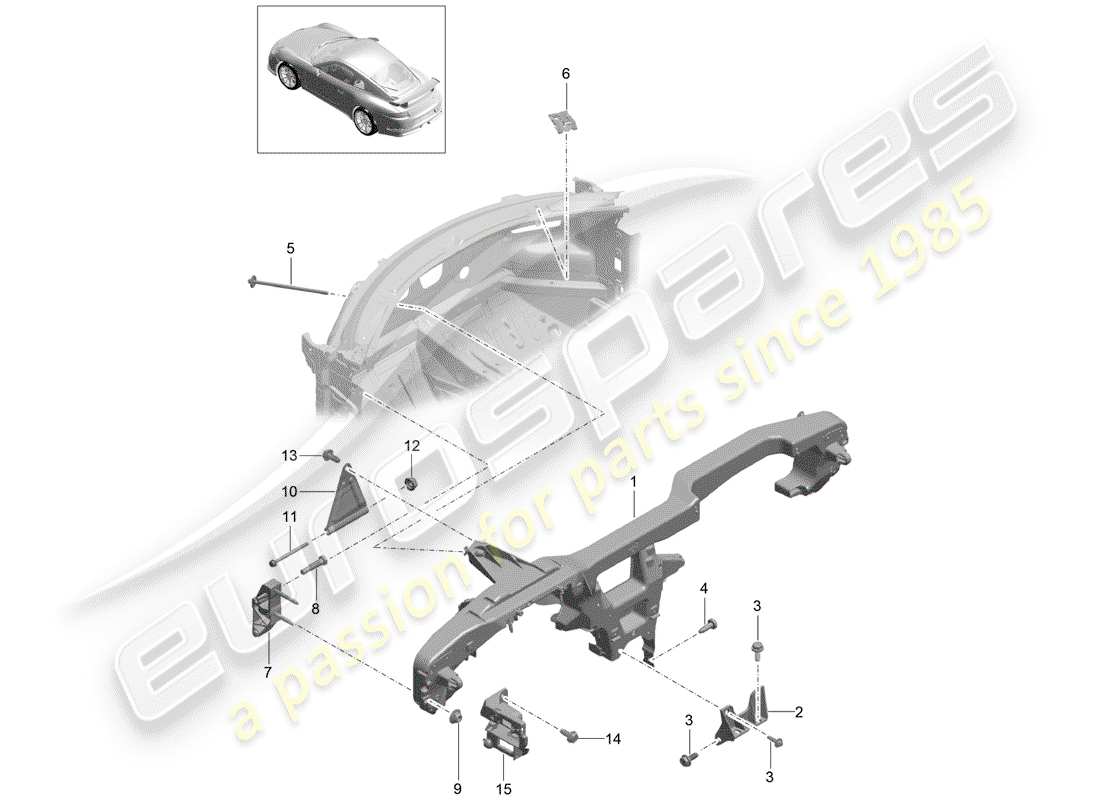 Porsche 991R/GT3/RS (2014) retaining frame Parts Diagram