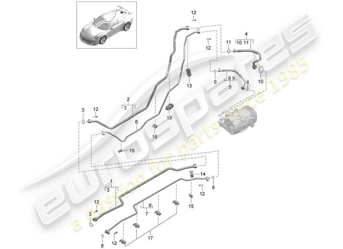 Porsche 991R/GT3/RS (2014) REFRIGERANT CIRCUIT Parts Diagram