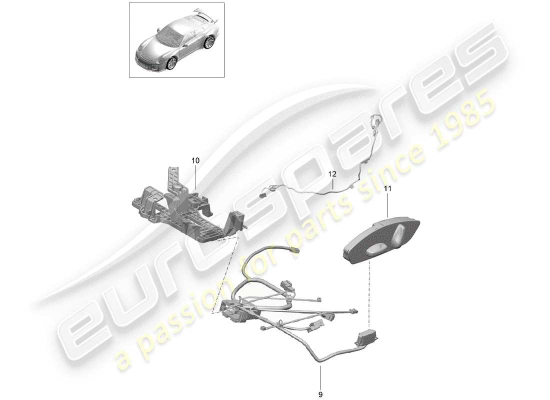 Porsche 991R/GT3/RS (2014) wiring harnesses Parts Diagram