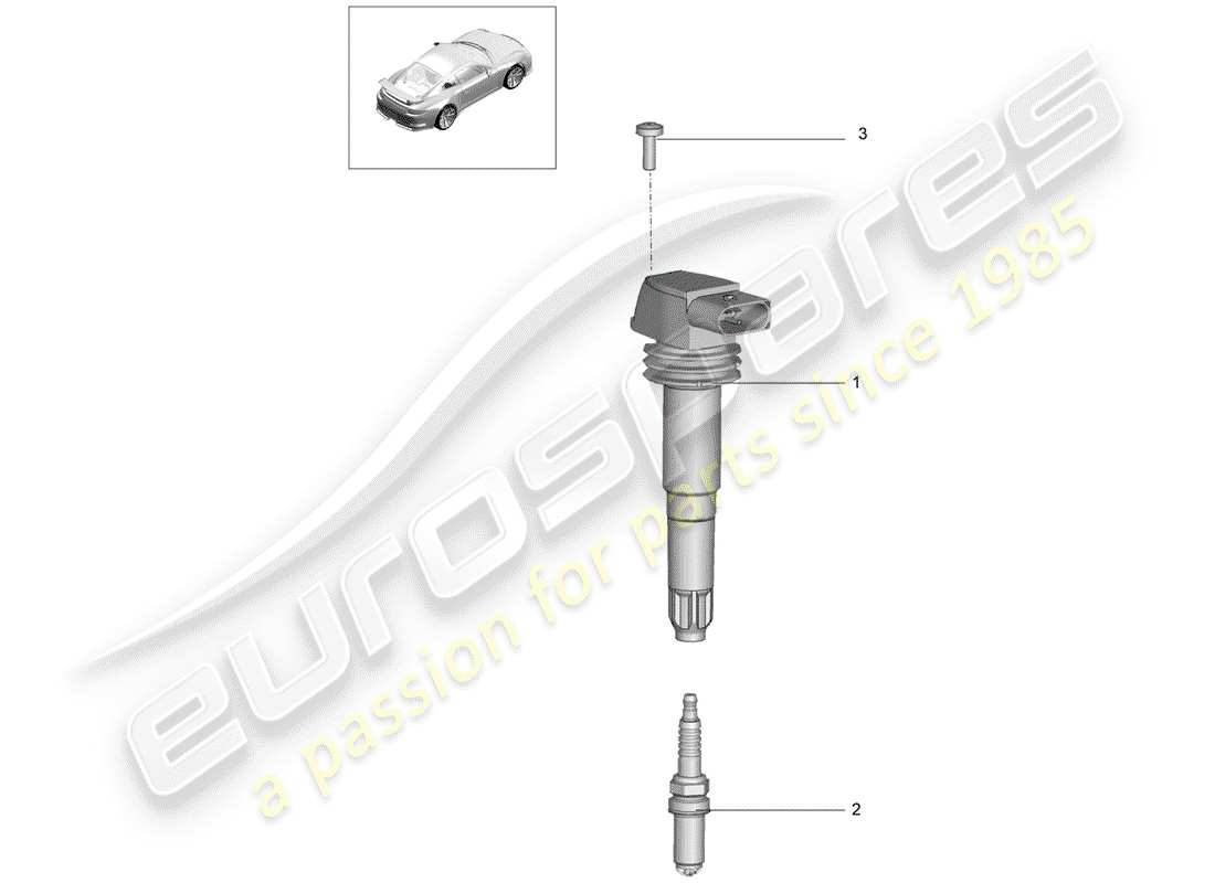 Porsche 991R/GT3/RS (2014) IGNITION SYSTEM Parts Diagram