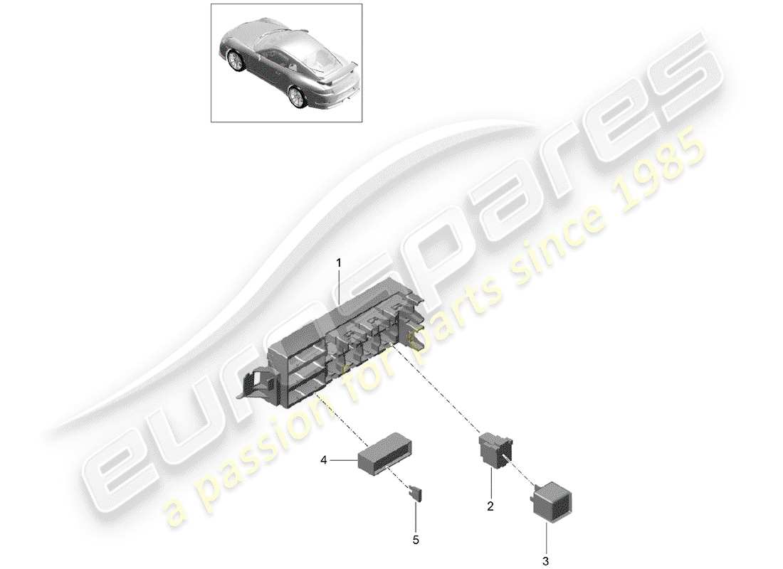 Porsche 991R/GT3/RS (2014) fuse box/relay plate Parts Diagram