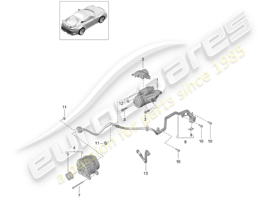 Porsche 991R/GT3/RS (2014) STARTER Parts Diagram