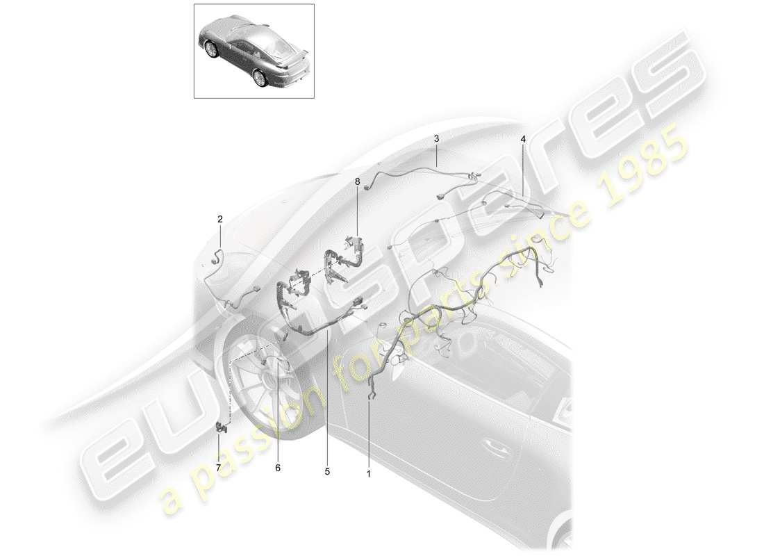Porsche 991R/GT3/RS (2014) harness Parts Diagram