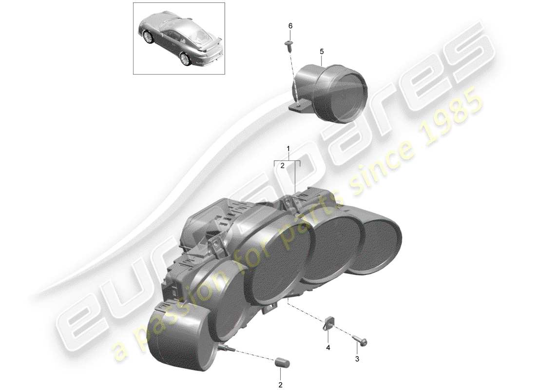 Porsche 991R/GT3/RS (2014) INSTRUMENT CLUSTER Parts Diagram